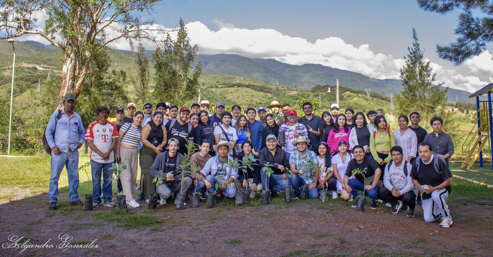 Brigada de reforestación con jóvenes voluntarios en la sierra